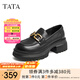 他她（TATA）高跟樂福鞋女厚底小皮鞋英倫風單鞋春GOK02AA4 黑色 37