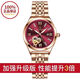 正品防水夜光女士手表女學(xué)生韓版潮流全自動(dòng)機械表女士日歷進(jìn)口表 3200玫金酒紅鋼帶款 收藏加購送