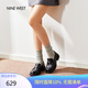 NINE WEST/玖熙樂福鞋女9W金幣復(fù)古文藝中跟小皮鞋 NP414028KK 黑色37