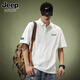 JEEP SPIRIT正品吉普高端短袖男重磅白色t恤男250g純棉短袖夏季寬松polo衫男 kdk142白色T恤 XL 碼  145斤-165斤