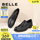 百麗七夕舒適真皮正裝鞋男新款黑色圓頭套腳商務(wù)皮鞋B3GK7CM1【預(yù)售】 黑色 42 (260mm)