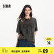 森馬（Semir）短袖T恤女中長款做舊oversize夏2025蝴蝶結(jié)破洞衣服109325100036