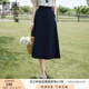 香影藏青色a字高腰半身裙女2025夏季新款傘裙垂感氣質(zhì)通勤中長(zhǎng)裙 藏青 M 160/84A/95-110斤