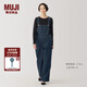 無(wú)印良品（MUJI）女式 木棉混 牛仔背帶褲 女款牛仔褲子秋季女褲 丹寧回潮 深藏青色 S (155/62A)