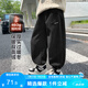左西男童加絨褲子冬款2024新款兒童燈芯絨保暖寬松長褲 黑色 140 