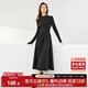 尚都比拉秋冬復古氣質(zhì)女神范打底針織連衣裙中長(cháng)款顯瘦a字裙 黑色 XL 