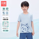 三槍童裝涼感木代爾防螨抑菌男童女童吸濕排汗圓領(lǐng)家居服 短袖中褲天藍 110