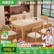 挽鑫 餐桌 可伸縮實(shí)木巖板餐桌椅組合家用餐桌方圓兩用中小戶型吃飯桌 原木色-12MM抗菌啞光純白-靈芝椅 1.2m 一桌四椅【加粗桌腿】