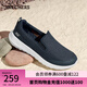 斯凱奇（Skechers）七夕禮物送男友男鞋夏季一腳蹬透氣健步鞋舒適休閑鞋緩震低幫懶人 海軍藍色/NVY 41