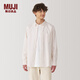無印良品（MUJI）男式 水洗牛津 紐扣領(lǐng) 長袖襯衫 男士襯衣外套 男裝AC4AAC5S 粉紅色條紋 S (165/84A)