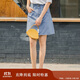 茵曼復古夏裝女包臀顯瘦半身裙中高腰排扣短牛仔裙子 淺牛仔- S 