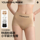 有棵樹(shù)（YOUKESHU）四角內褲女士蠶絲襠中高腰款透氣抗菌無(wú)痕女生平角安全短褲 粉底膚+淺花灰 L （100-120斤）