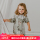OAK FAMILY女童長(zhǎng)袖寶寶連衣裙嬰兒春季碎花小童女孩公主裙子 絨球兔 80 cm