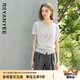 顏域假兩件針織開衫女夏裝2025新款蕾絲花邊薄款設(shè)計(jì)感獨(dú)特上衣女 灰色 XL