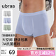 ubras【純棉】透氣網(wǎng)眼男士內(nèi)褲男中腰四角褲3條裝 藍(lán)+鼠尾草+灰XL