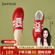 達(dá)芙妮（DAPHNE）女鞋2025年春季新款舒適時尚鞋子復(fù)古德訓(xùn)鞋百搭運(yùn)動休閑鞋 紅色 跟高3.0cm 38 標(biāo)準(zhǔn)尺碼