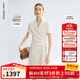 朗姿戧駁領(lǐng)優(yōu)雅干練西裝連衣裙女醋酸通勤裙子女2025年夏季新款 淺米色 L