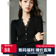 晚白【專享】洋氣蕾絲針織衫氣質(zhì)顯瘦慵懶風(fēng)毛衣外套女 黑色 M