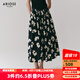 艾諾絲雅詩【商場同款】2025夏季新品100%棉碎花半身裙長裙大裙擺40413595 黑底米花 S