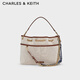 CHARLES&KEITH柔軟繩結鏈條包掛單肩托特包生日禮物送女友CK2-20782617 Taupe Canvas米色/灰褐色 M