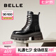 百麗（Belle）七夕禮物千層靴時尚復(fù)古馬丁靴女增高厚底短靴B2303DZ4 黑色 36 (230mm)