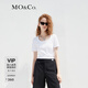 MO&Co.2023春季新品簡約U領(lǐng)原創(chuàng)膠章簡約短袖T恤MBC2TEET11打底moco 漂白色 M 165