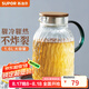 蘇泊爾（SUPOR）冷水壺涼水壺玻璃耐高溫家用大容量冷泡果汁花茶壺水杯茶壺套裝 鼓形耐熱玻璃壺 1.6L