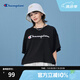 Champion冠軍多巴胺T恤女夏季新款韓系甜美羅紋圓領(lǐng)印花棉質(zhì)粉色上衣 黑色 S