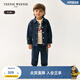 Teenie Weenie Kids小熊童裝24秋季款男寶寶時(shí)尚針織牛仔夾克 藏青色 110 cm