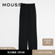 moussy新款隱形腰扣高腰垂感直筒休閑褲010EAF30-7700 020黑色 S 00001