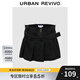 UR秋季新款女裝潮流休閑設計感腰帶牛仔短褲UWV840214 黑色 26