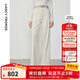 朗姿【王楚然同款】朗姿高腰修身顯瘦西裝褲通勤高級感闊腿褲冬季新款 象牙白色 S