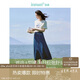 茵曼法式馬面牛仔半身裙女夏復(fù)古中高腰高級(jí)A字傘裙子 牛仔藍(lán) M 
