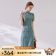 經(jīng)典故事（JANE STORY）高級感改良蕾絲旗袍女夏季2025新款年輕款高端立領(lǐng)新中式連衣裙 藍(lán)綠橙花 L