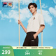 FILA 斐樂易烊千璽同款情侶款針織短袖衫2025夏季新款小狐貍寬松T恤 云菇白-WT L 175/96A/L