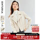 尚都比拉春夏季時尚短款西裝領(lǐng)外套女小個子女裝通勤西服 杏仁油 M