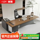 吉贈(zèng)實(shí)木辦公桌茶桌一體兩用辦公室老板桌大班臺(tái)帶側(cè)柜輕奢感書桌 1.8米大葉松辦公桌+西皮辦公椅
