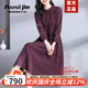奧絲婕（Aosijie）高端品牌天絲連衣裙女2025春秋新款優(yōu)雅減齡顯瘦高貴夫人氣質(zhì)長裙 暗酒紅 2XL 【130-145斤】