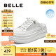 百麗（Belle）簡約百搭小白拖鞋女2025秋新商場同款厚底包頭拖鞋E2U2DCH5 白色 36 (230mm)