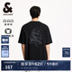 杰克·瓊斯（JACK&JONES）男裝25年短袖T恤男士夏季重磅純棉潮流寬松oversized半袖航海系列 E40黑色 常規(guī) 寬松版，卡碼拍小 M