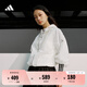 adidas吳艷妮同款輕膚感系列拒水防潑連帽外套輕風衣女裝阿迪達斯 漢玉白/金屬銀   M