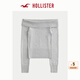 HOLLISTER25春甜辣性感法式一字肩露肩針織衫女裝KI350-5068 淺麻灰色 S (165/88A)