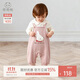 乖奇熊嬰幼兒童秋冬季外穿抓絨背帶褲女寶寶可愛(ài)純棉保暖連體褲子