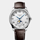 瑞士正品浪琴名匠系列男士腕表四針月相全自動(dòng)機械表商務(wù)鋼帶腕表 皮帶白面 40mm