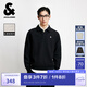 杰克·瓊斯（JACK&JONES）25年秋季新款男裝寬松肌理感翻領(lǐng)上衣運動休閑衛(wèi)衣男長袖打底衫 E40 黑色 S 170