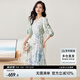 尚都比拉[100%桑蠶絲]夏季短袖真絲連衣裙女V領(lǐng)高級感氣質(zhì)印花裙 花色 M