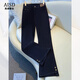 愛(ài)上町高檔黑色微喇牛仔褲女2025秋冬新款爆款馬蹄褲美式高街喇叭褲 黑色 S /26 建議85-95斤