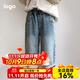 寬葉竹女童牛仔褲春秋季新款兒童韓版直筒闊腿褲寶寶秋裝寬松百搭長褲子 【蝴蝶結(jié)花邊】牛仔褲 120 cm 【建議身高105-115cm
