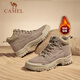 駱駝（CAMEL）馬丁靴復古休閑工裝靴秋冬季加絨戶(hù)外徒步厚底增高登山鞋男 G14W076684R卡其-男款加絨 42