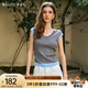 Olrain歐芮兒拼接灰色針織衫女夏季2025新款V領(lǐng)設(shè)計(jì)顯瘦女裝上衣 灰色 M